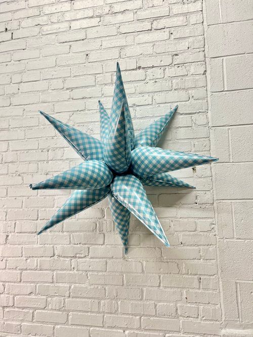 Blue Gingham Starburst Balloon 40&quot;