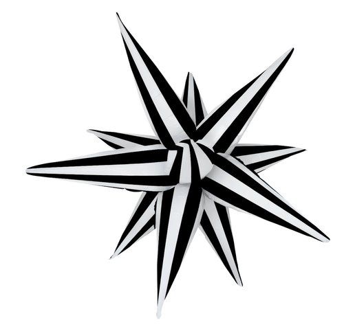 Black &amp; White Striped Starburst Balloon 40&quot;