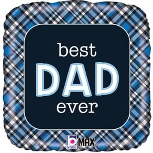 18&quot; Best Dad Ever Plaid Rounded Squar