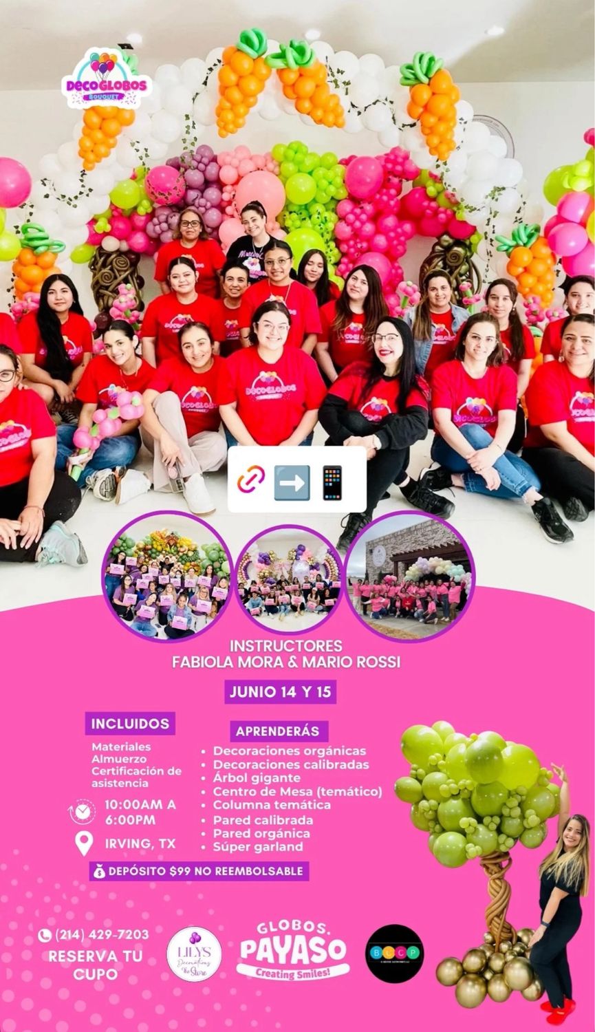 DECOGLOBOS Bouquet Master Class Organica &amp; Calibradas Junio 14-15