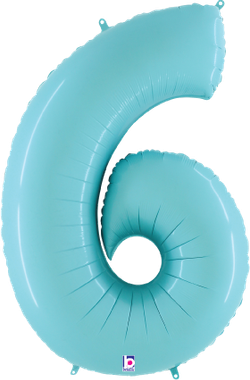 34&quot; Betallic Number 6 Pastel Blue Megaloon