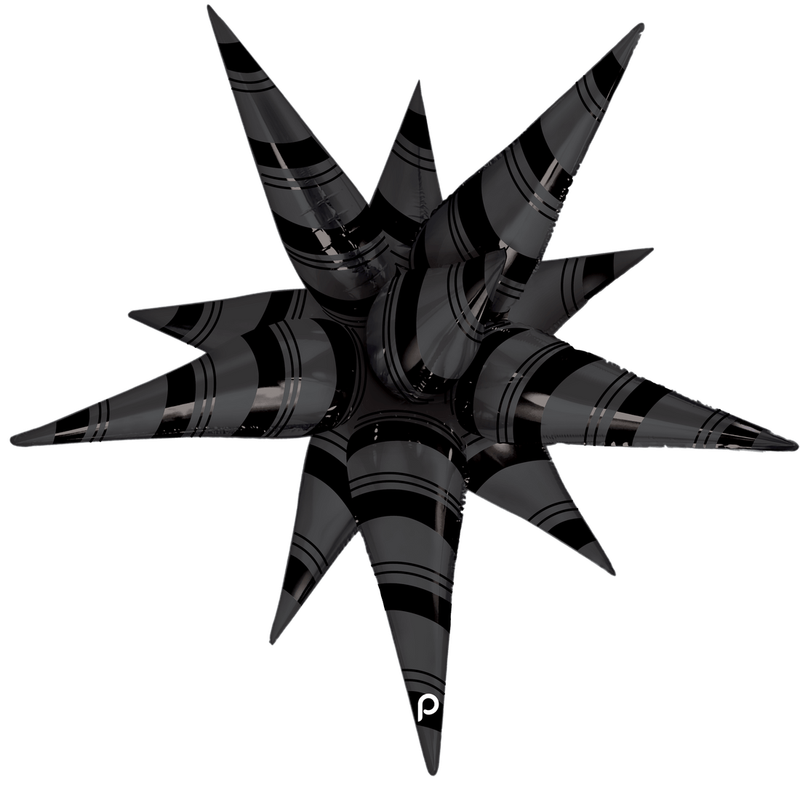 40" Black Matte &amp; Shiny Stripes Starburst