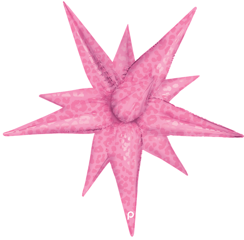 40" Dark Pink Matte &amp; Shiny Leopard Print Starburst