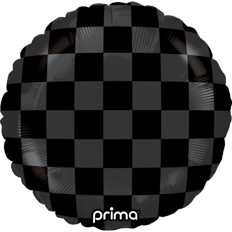 18" Round Black Shiny &amp; Matte Checker Print