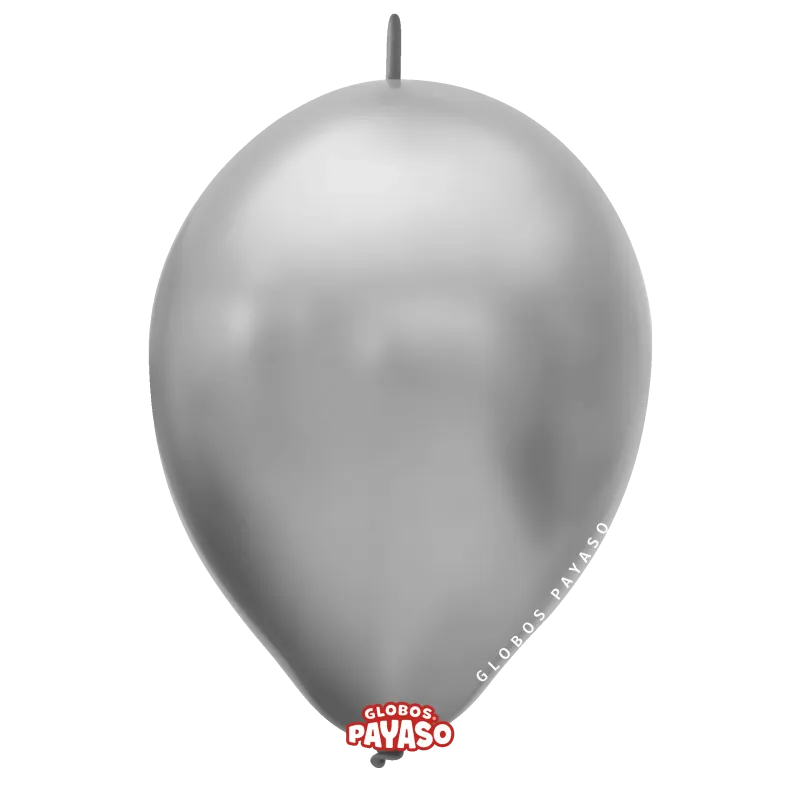 Globos Payaso 12" Linking Metallic Silver (50 Per Bag
