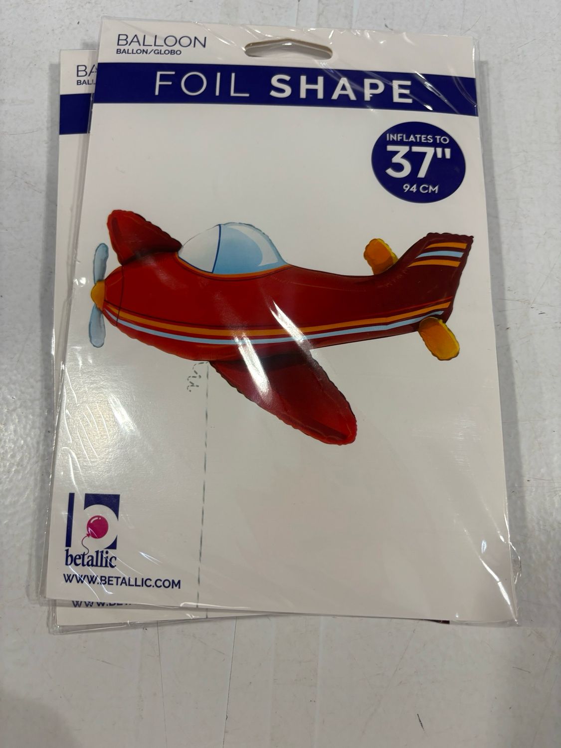 37" Betallic Red Airplane Foil Balloon