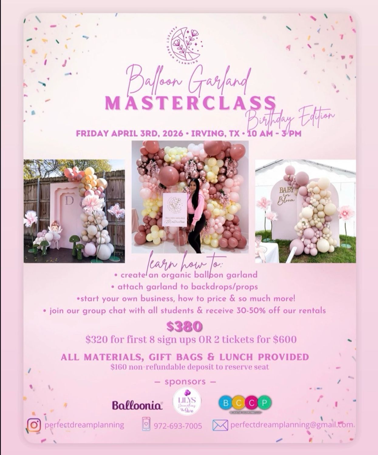 Perfect Dream Planning Balloon Garland Masterclass April 3rd 2026