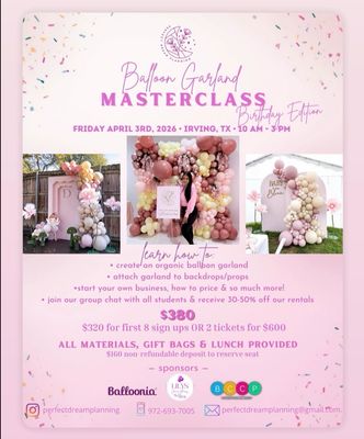 Perfect Dream Planning Balloon Garland Masterclass April 3rd 2026
