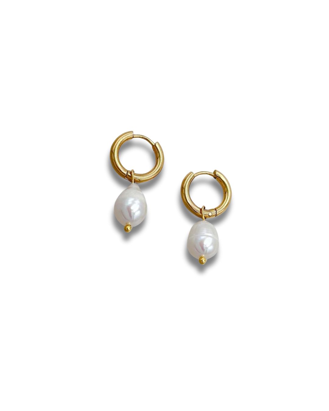Mini Pearly Hoop Earrings - Gold