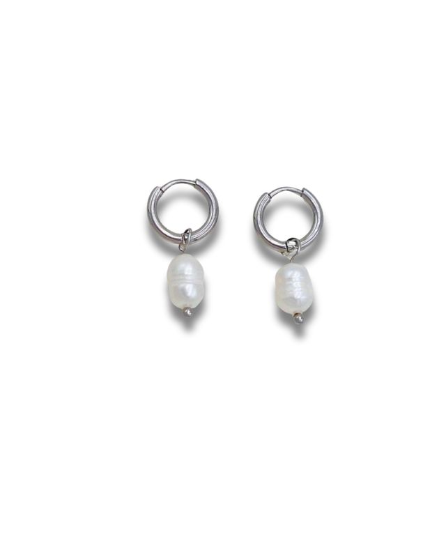 Mini Pearly Hoop Earring - Silver