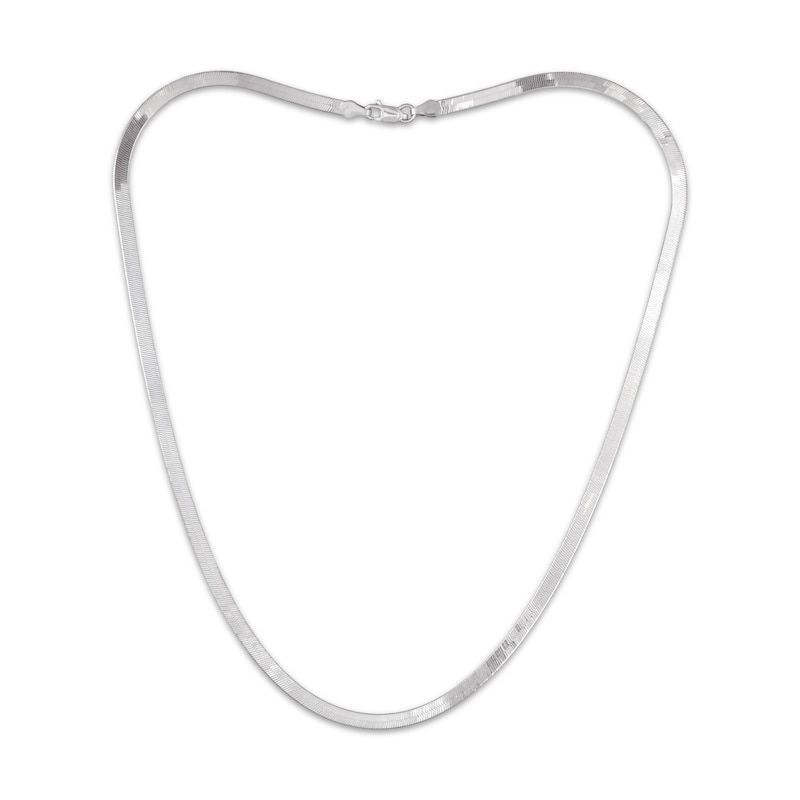 Snake Herringbone Chain Necklace - Silver