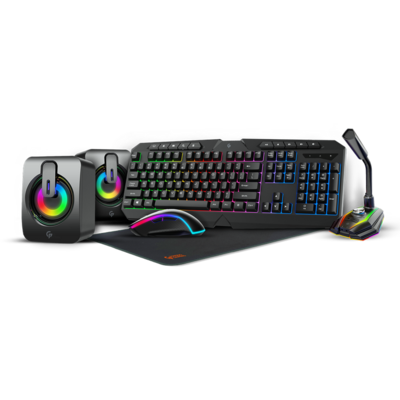 Porodo 5 in 1 Gaming Kits Gaming Keyboard-Speaker-Mouse-Microphone -Mouse Pad