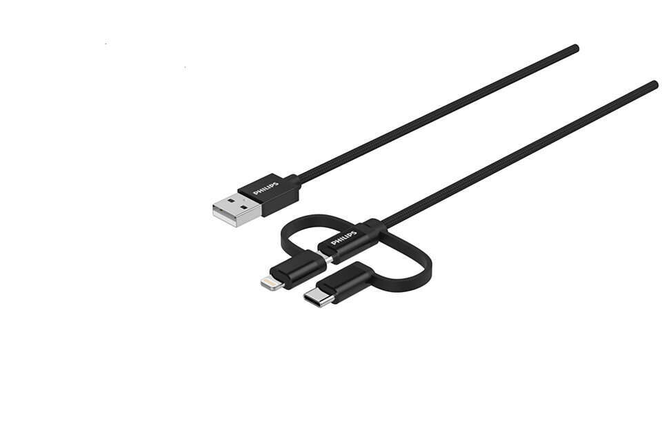 3-in-1 cable: Lightning, USB-C, Micro USB