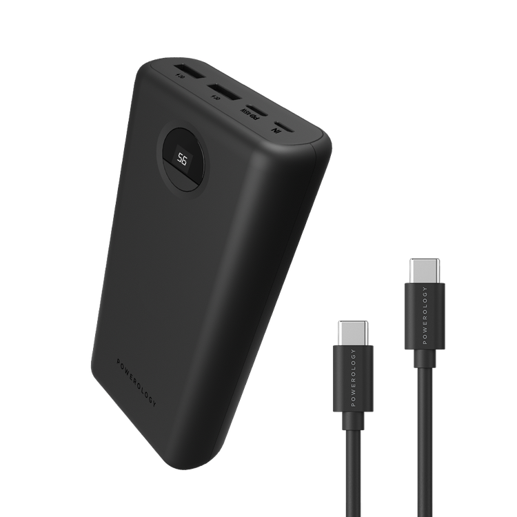 Powerology Quick Charge Power Bank 30000mAh PD 45W with Type-C to Type-C Cable 0.9M