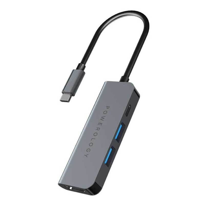 Powerology 4 in 1 USB-C HUB with HDMI &amp; USB 3.0 30W P4CHBGY