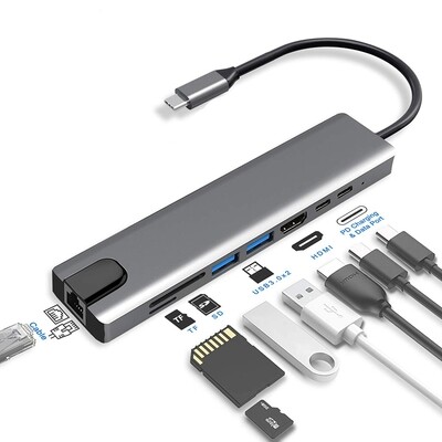 Green Lion -USB-C HDTV Multifunction Adapter 8 Multi Connection Ports