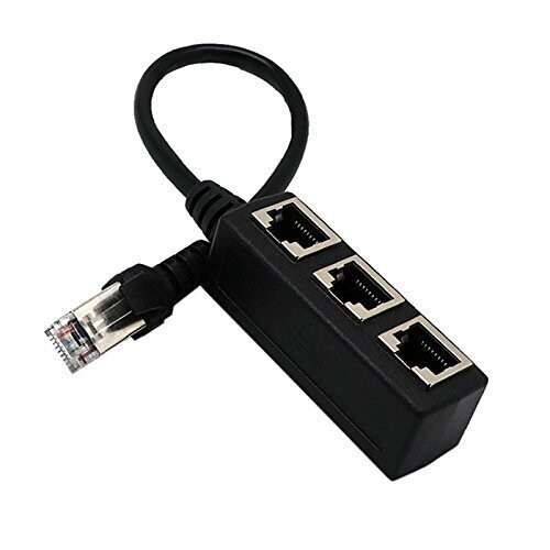Microware RJ45 Splitter Adapter, RJ45 1 Male to 3 Female Ports Socket Adapter Interface Ethernet Cable 8P8C Extender Plug LAN Network Connector