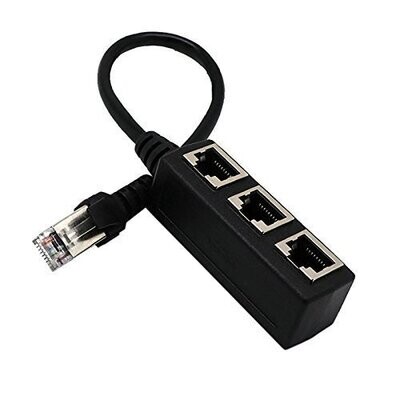 Microware RJ45 Splitter Adapter, RJ45 1 Male to 3 Female Ports Socket Adapter Interface Ethernet Cable 8P8C Extender Plug LAN Network Connector