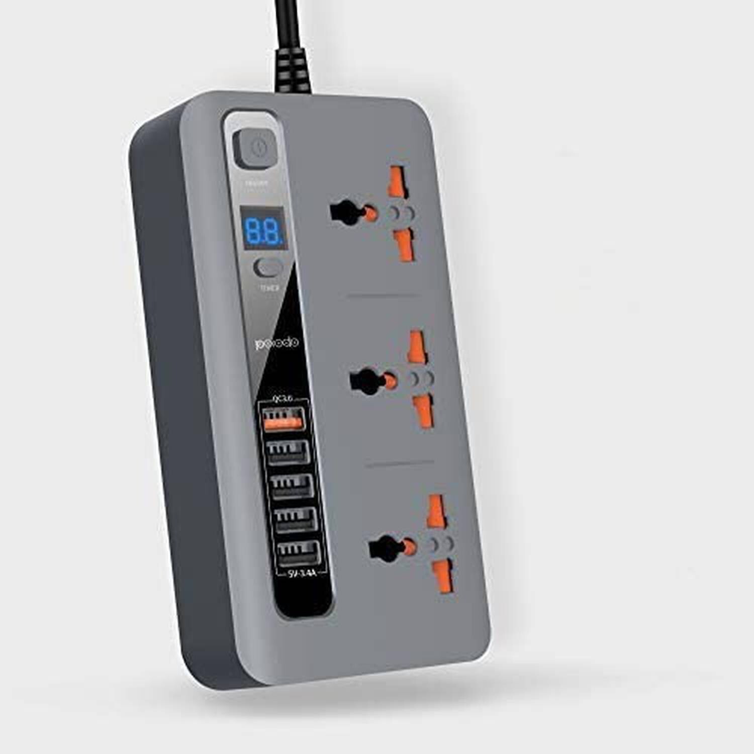 Power Socket (PD-5P3SQC-BK) 4 USB Port 3.4A + 1 Quick Charge 3.0 Charging Station