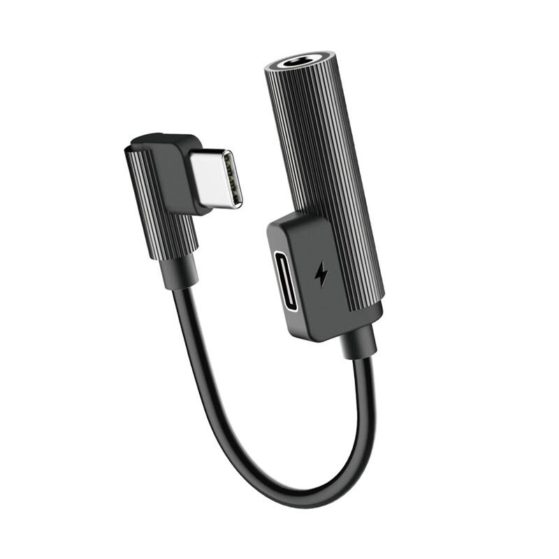 Rock L-Shape Type-C + 3.5mm Metal Charge &amp; Audio 2-in-1 Cable