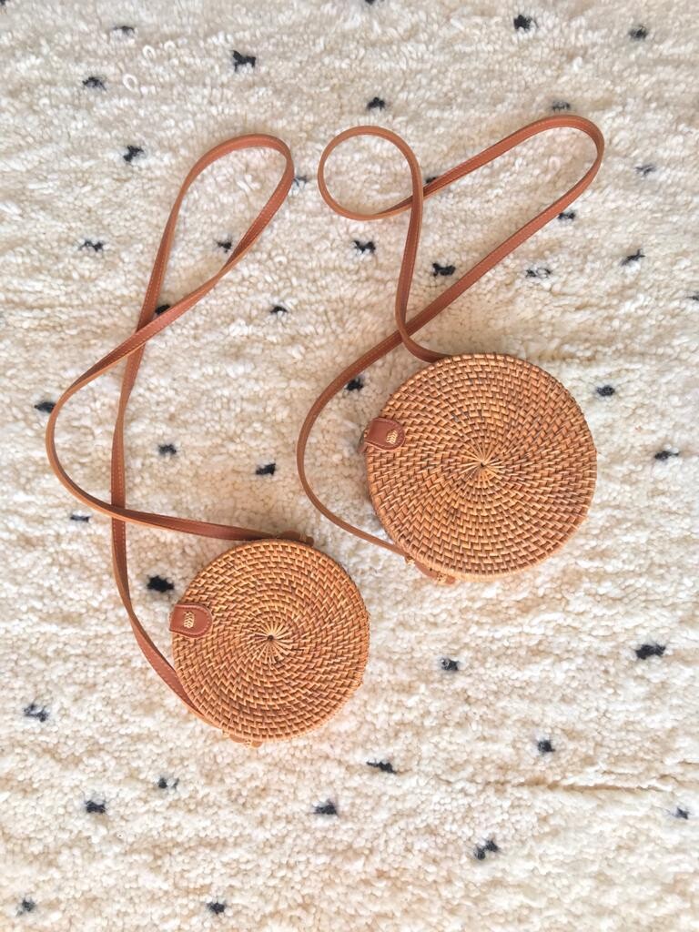 Morocca new Vintage Handmade Crossbody Leather Bag Round Beach Bag Girls Circle Rattan Bag Small Bohemian Shoulder Bag Women