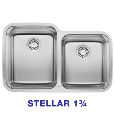 BLANCO Stellar 1 3/4 Dual Bowl Stainless Steel Kitchen Sink 33 1/3