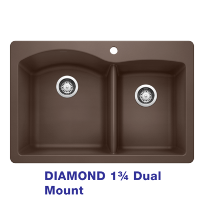 BLANCO Diamond 33 in. Dual Mount Double Basin SILGRANIT Kitchen Sink - Cafe BLANCO Diamond 33 in. Dual Mount Double Basin SILGRANIT Kitchen Sink - Cafe