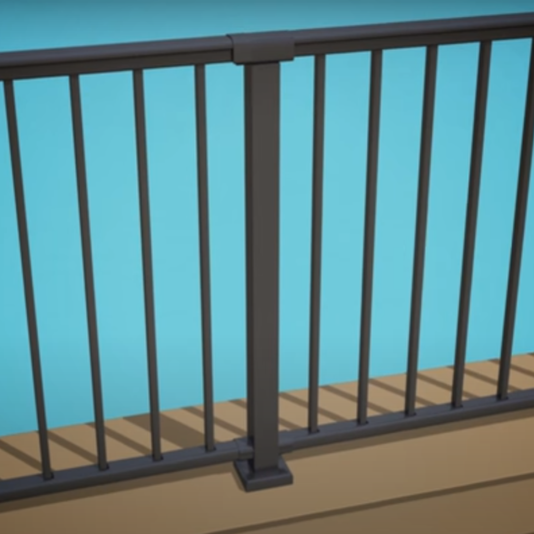 TIMBERTECH Impression Rail 2 in. x 2 in. x 36 in. &quot;Over the Post&quot; Stair Post Kit - Bronze (Bracket &amp; Skirt Included)