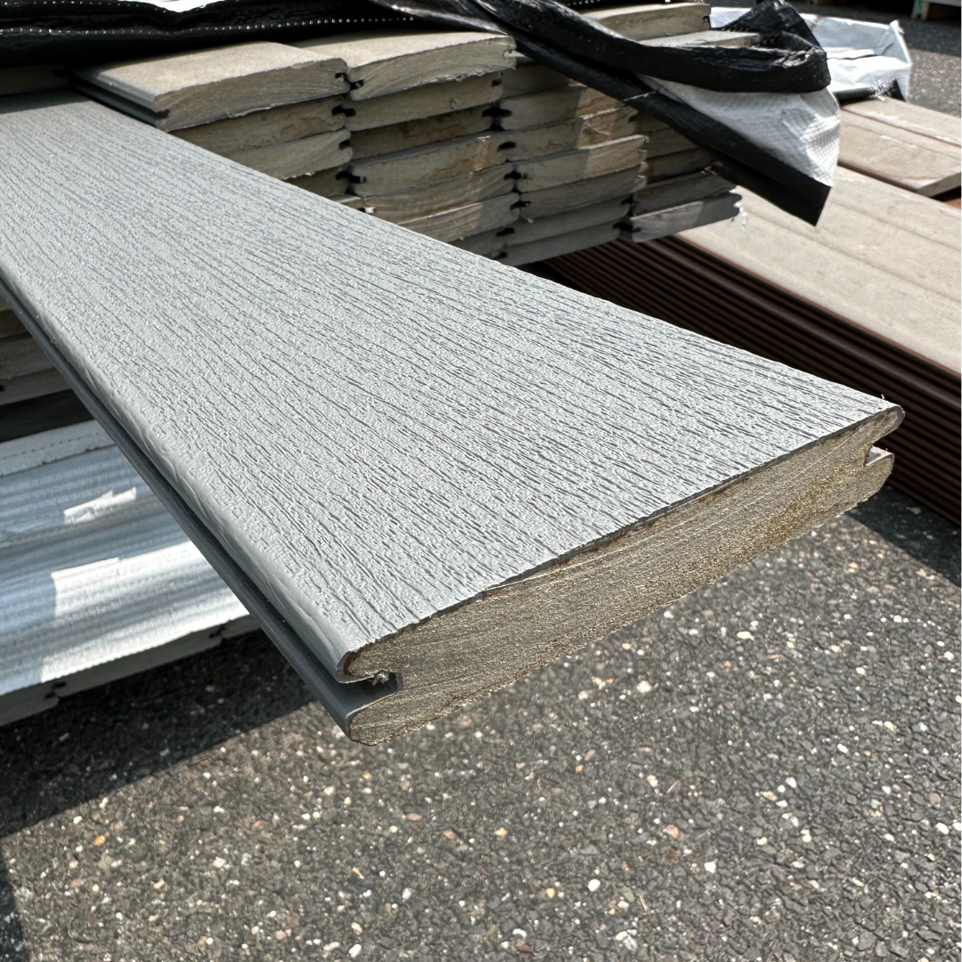 TIMBERTECH 1 in. x 6 in. x 16 ft. Grooved Full Profile Deck Board - Maritime Gray (Warehouse Seconds) TIMBERTECH 1 in. x 6 in. x 16 ft. Grooved Full Profile Deck Board - Maritime Gray (Warehouse Seconds)