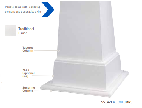 AZEK Tapered Column Wrap - 16 in. Base to 12 in. Cap 6 ft. Height