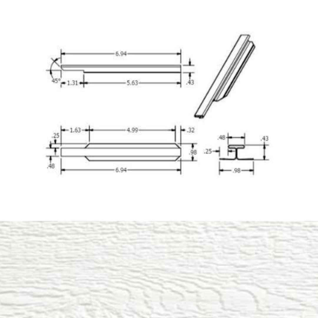 DIAMOND KOTE 7 in. H-Molding, Woodgrain - White (25 Pieces per Bag)