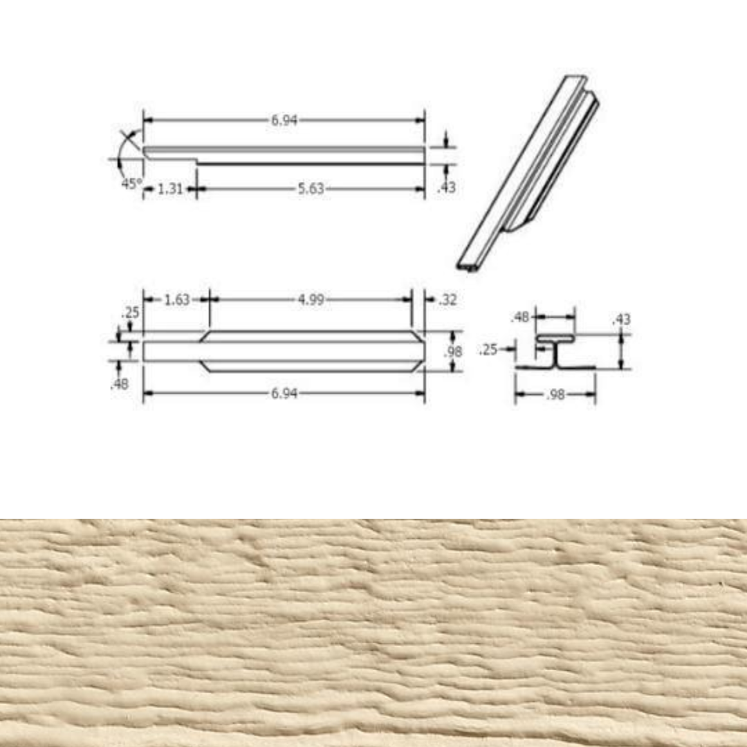 DIAMOND KOTE 7 in. H-Molding, Woodgrain - Tan (25 Pieces per Bag)