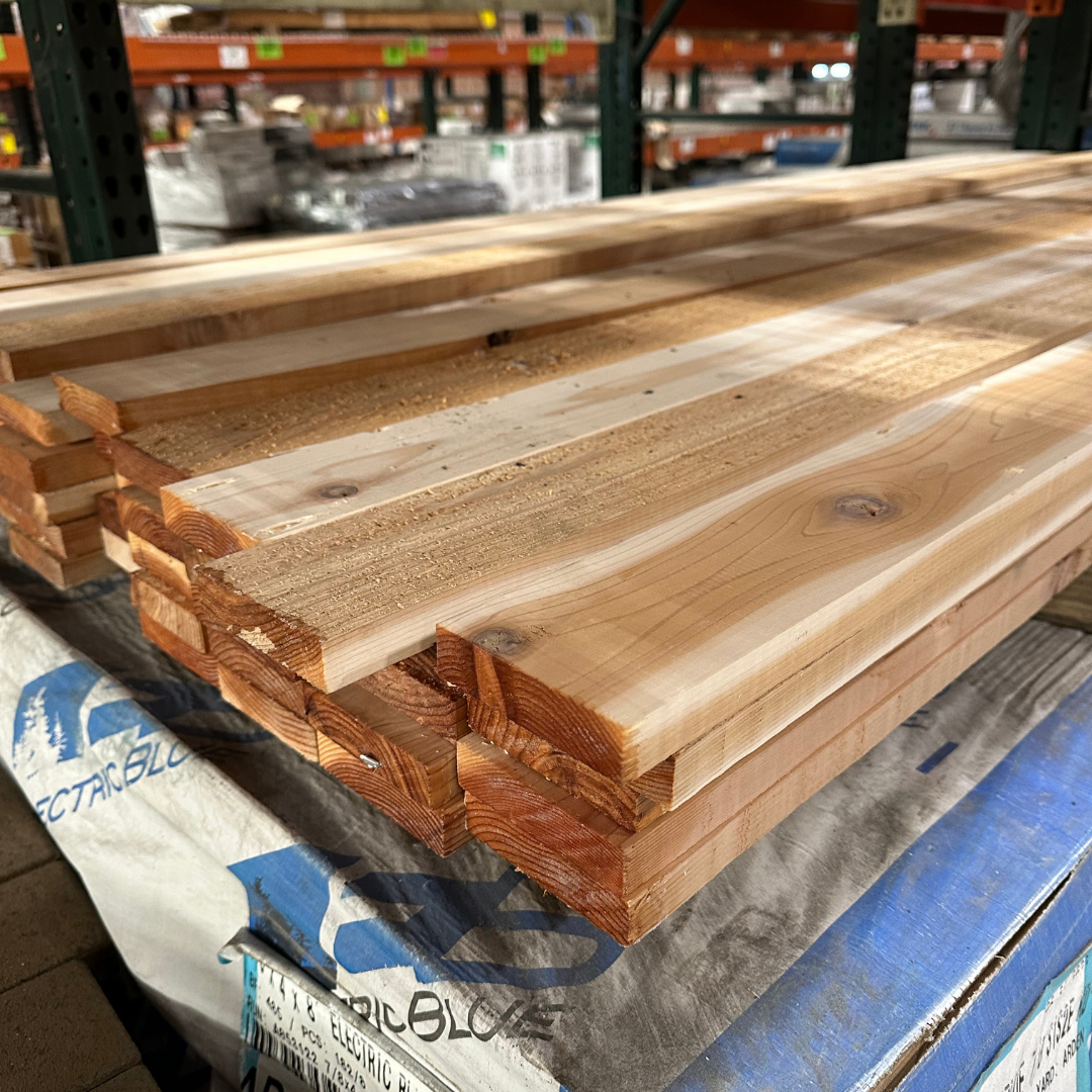 1 in. x 4 in. x 8 ft. Inland Red Cedar - C &amp; Better Quality / S12SE / KD *SECONDS*