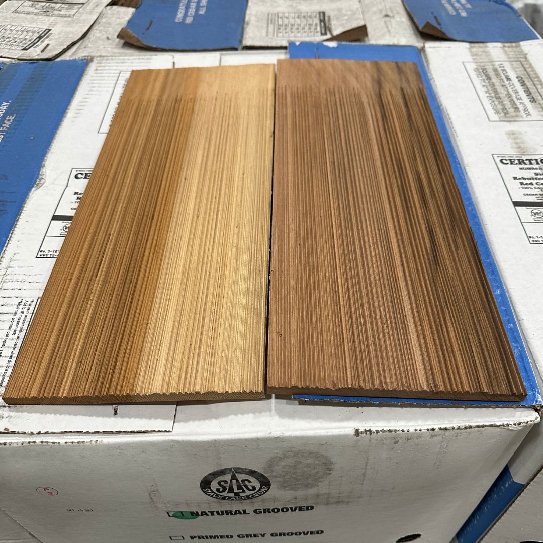 Western Red Cedar Shingle Siding, 18 #1 R&R Grooved - 100 SF/Box (14 in. Exposure)