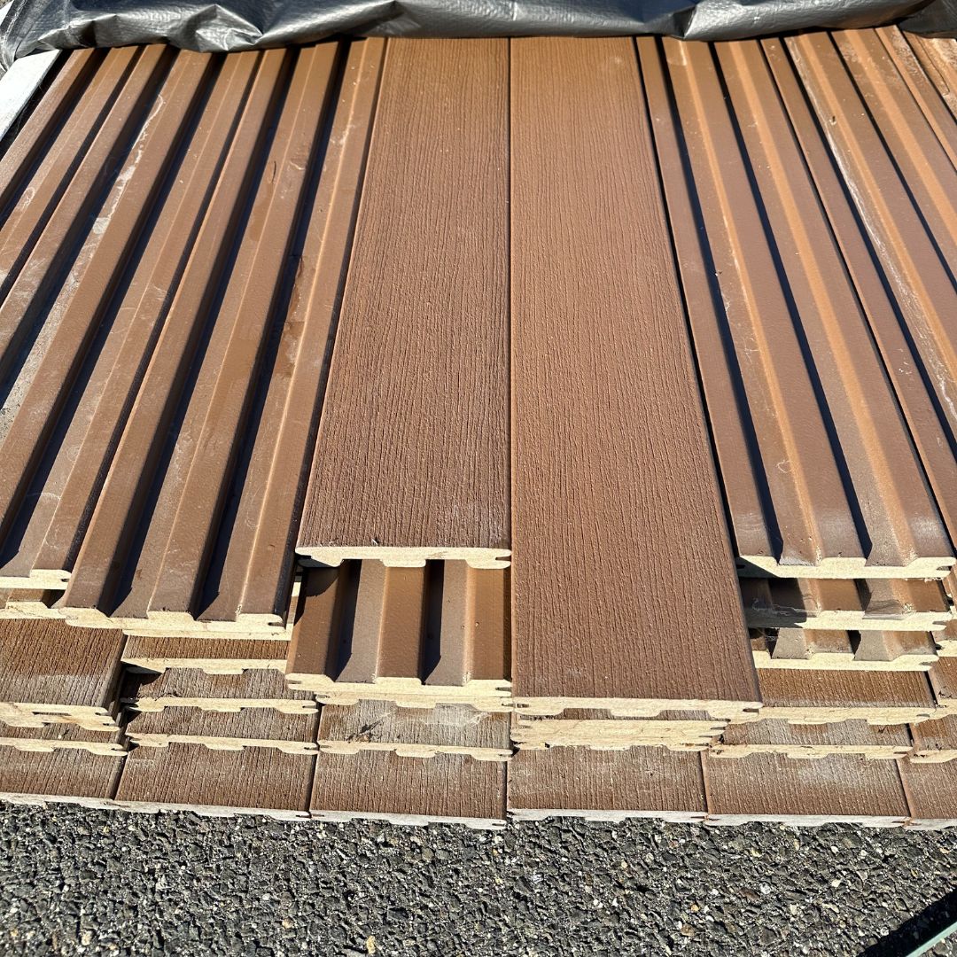 TIMBERTECH 1 in. x 6 in. x 16 ft. Grooved Deck Board - Dark Teak (Warehouse Seconds)