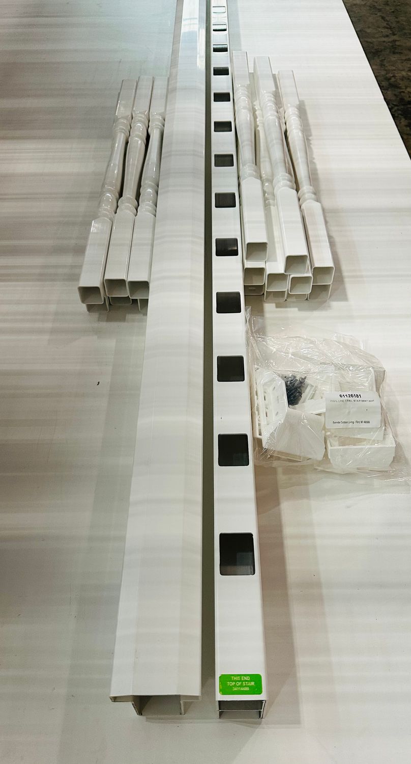 RDI 36 in. x 8 ft. T-Top Stair Vinyl Rail Kit - 1 1/2 in. Turned Balusters, White (Finyl Line)