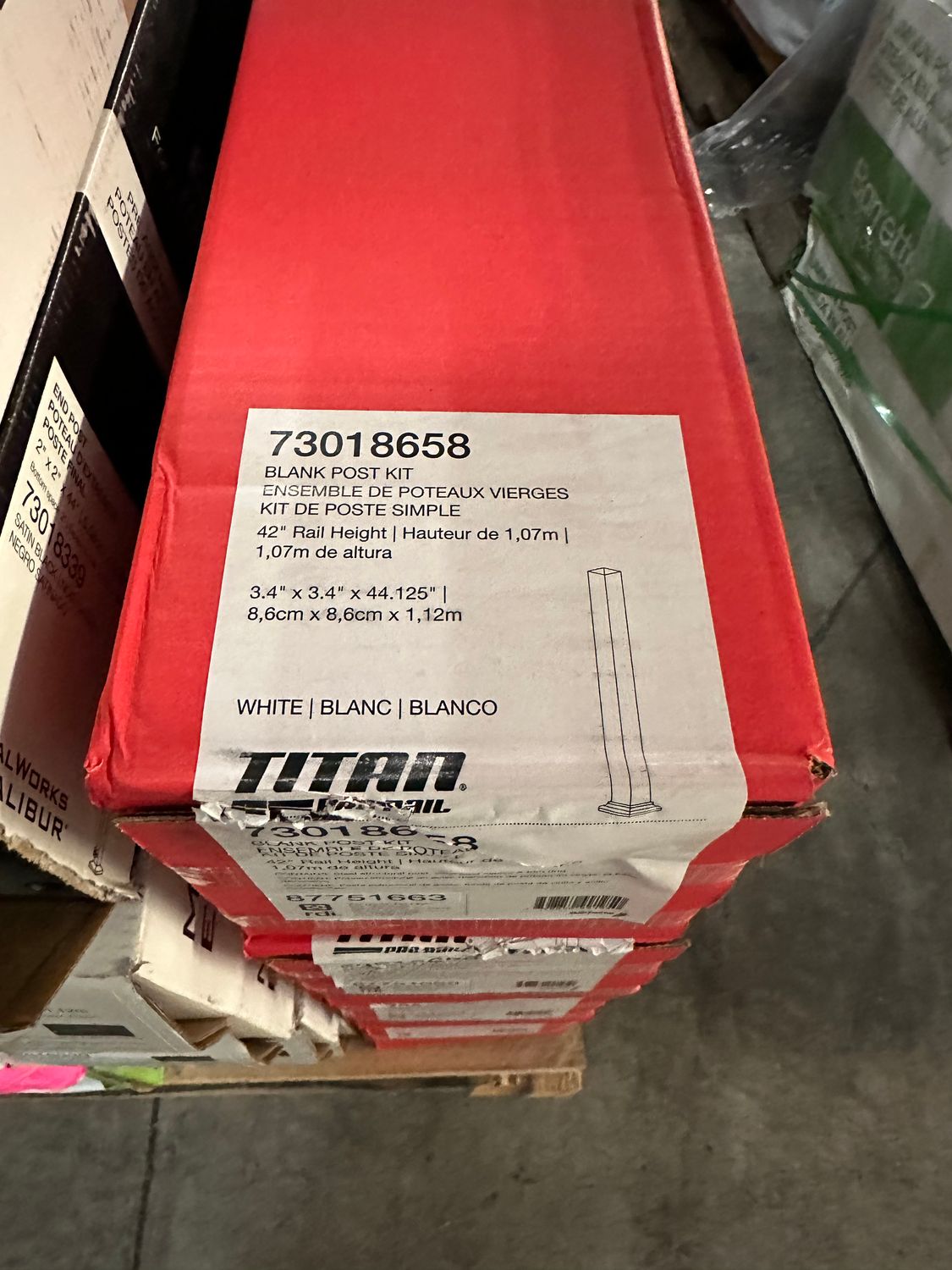 RDI 3.4 in. x 3.4 in. x 44.125 in. Blank Post Kit - White (Titan Pro Rail)