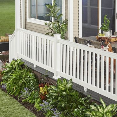 WOLF 36 in. x 8 ft. Level Rail Pack with Square Vinyl Balusters - White