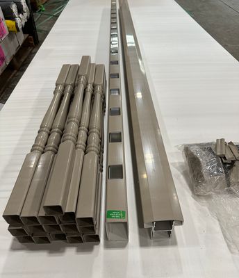 RDI 36 in. x 8 ft. T-Top Stair Vinyl Rail Kit - 1 1/2 in. Turned Balusters, Clay (Finyl Line)