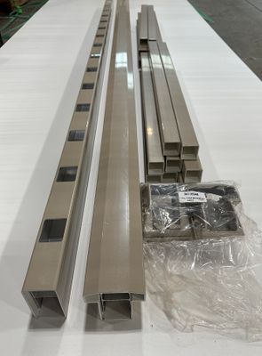 RDI 36 in. x 8 ft. T-Top Stair Vinyl Rail Kit - 1 1/2 in. Square Balusters, Clay (Finyl Line)