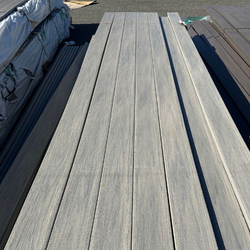 WOLF 1 in. x 6 in. x 16 ft. Square Edge PVC Deck Board - Silver Teak (Warehouse Seconds) WOLF 1 in. x 6 in. x 16 ft. Square Edge PVC Deck Board - Silver Teak (Warehouse Seconds)