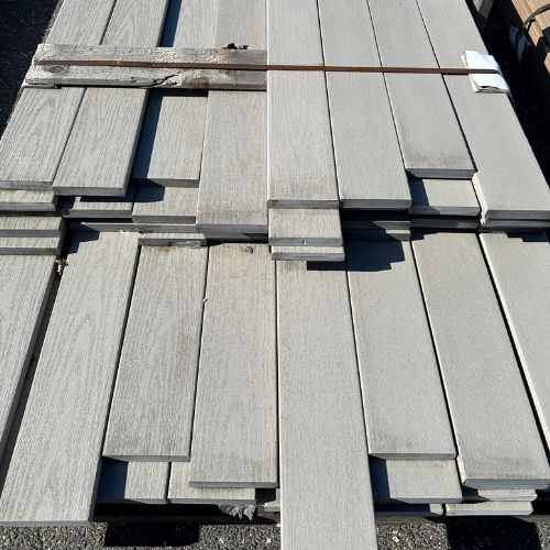 WOLF 1 in. x 6 in. x 12 ft. Square Edge PVC Deck Board - Silver Teak (Warehouse Seconds) WOLF 1 in. x 6 in. x 12 ft. Square Edge PVC Deck Board - Silver Teak (Warehouse Seconds)