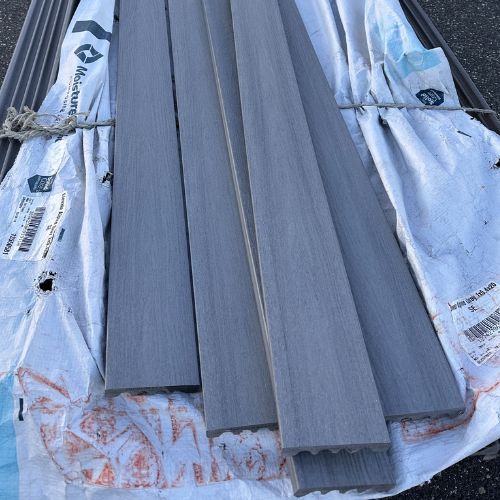 Moistureshield 1 in. x 6 in. x 20 ft. Grooved Scalloped Back Deck Board - Alpine Gray (Warehouse Seconds) Moistureshield 1 in. x 6 in. x 20 ft. Grooved Scalloped Back Deck Board - Alpine Gray (Warehouse Seconds)
