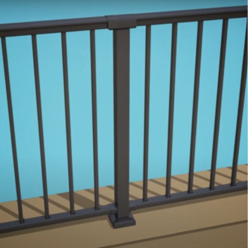 TIMBERTECH Impression Rail 2 in. x 2 in. x 36 in. "Over the Post" Stair Post Kit - Black (Bracket & Skirt Included)