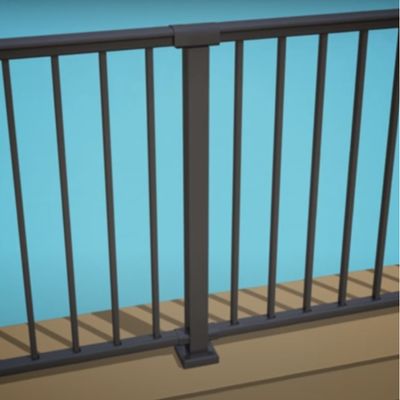 TIMBERTECH Impression Rail 2 in. x 2 in. x 36 in. "Over the Post" Stair Post Kit - Black (Bracket & Skirt Included)