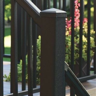 TIMBERTECH Impression Rail 2 in. x 2 in. x 54 in. Post Kit - Black (Cap & Skirt Included)