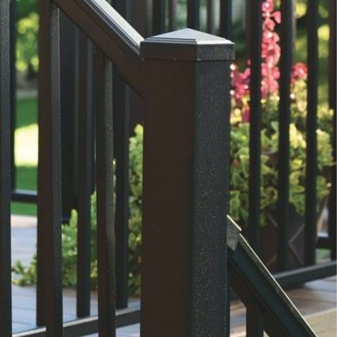 TIMBERTECH Impression Rail 2 in. x 2 in. x 43 in. Post Kit - Black (Cap & Skirt Included)