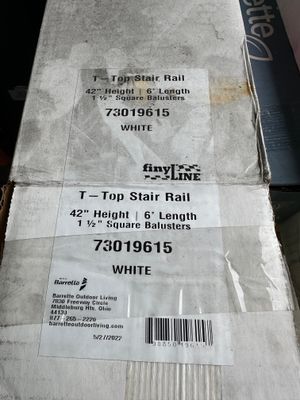 RDI 42 in. x 6 ft. T-Top Stair Vinyl Rail Kit - 1 1/2 in. Square Balusters, White (Finyl Line)
