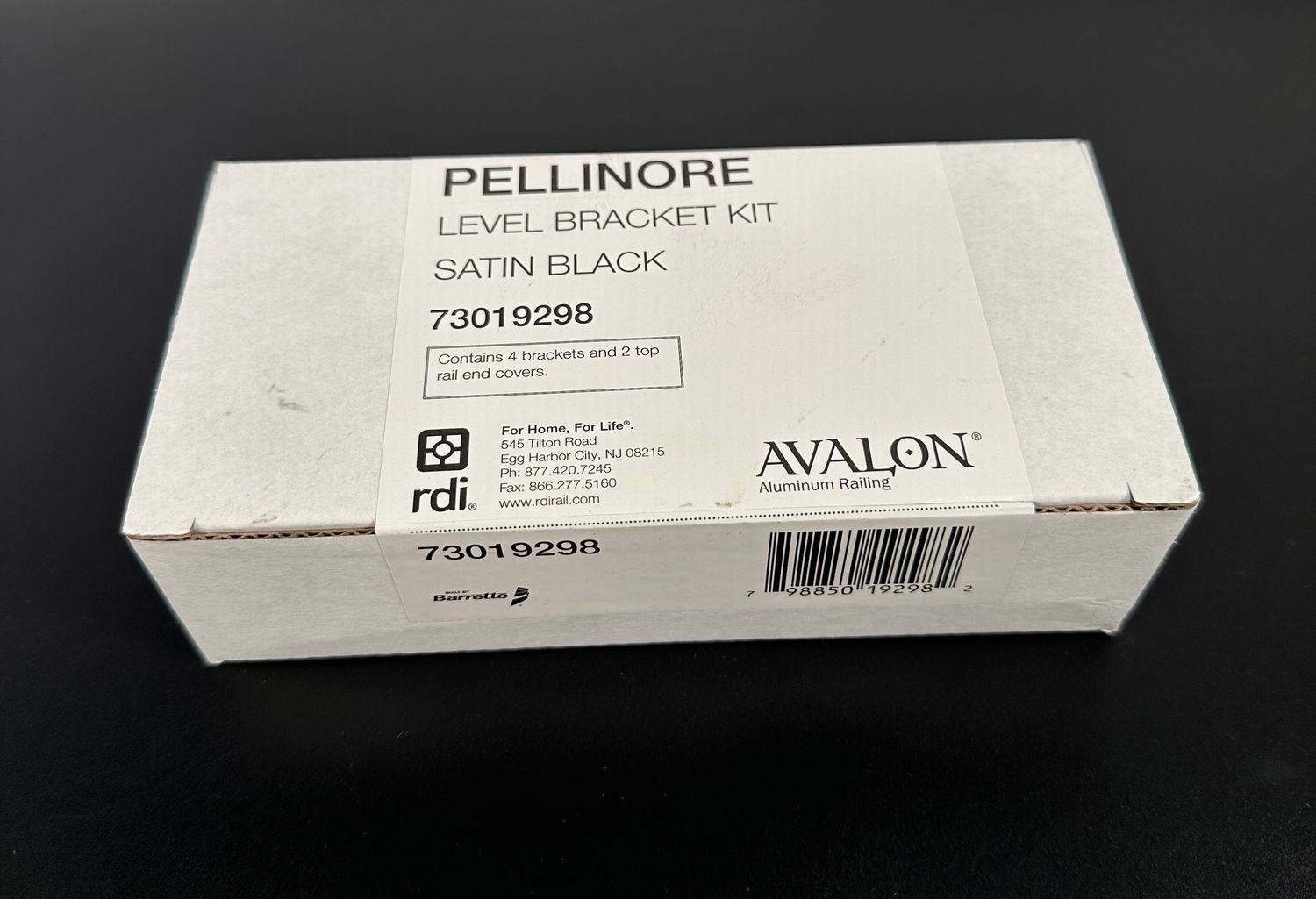 RDI Pellinore Level Bracket Kit (set of 4  2 top, 2 bottom)  MATTE BLACK (Avalon Aluminum Rail)