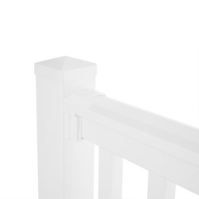WOLF 36 in. x 8 ft. Level Rail Pack with Square Vinyl Balusters - White